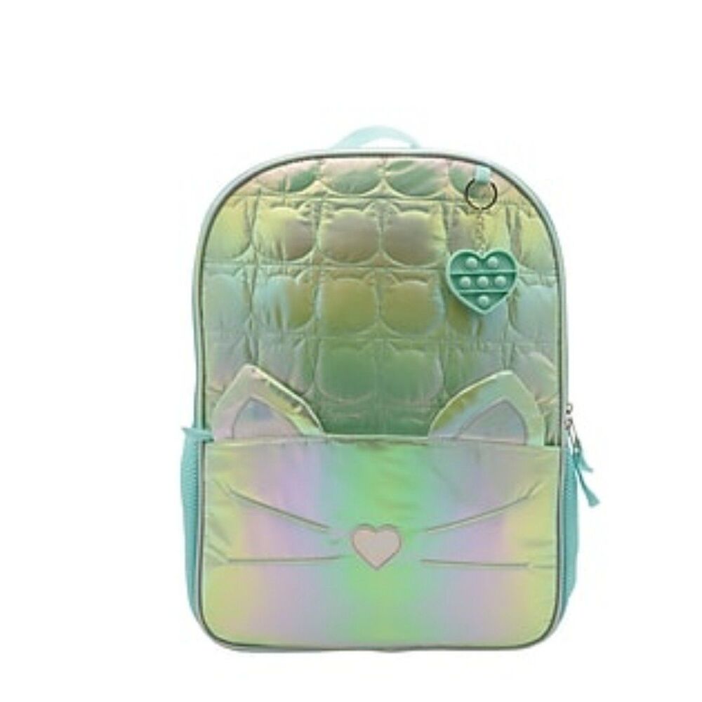 Accessory Innovations Metallic Green Cat‎ Aqua Backpack bookbag with Pop toy